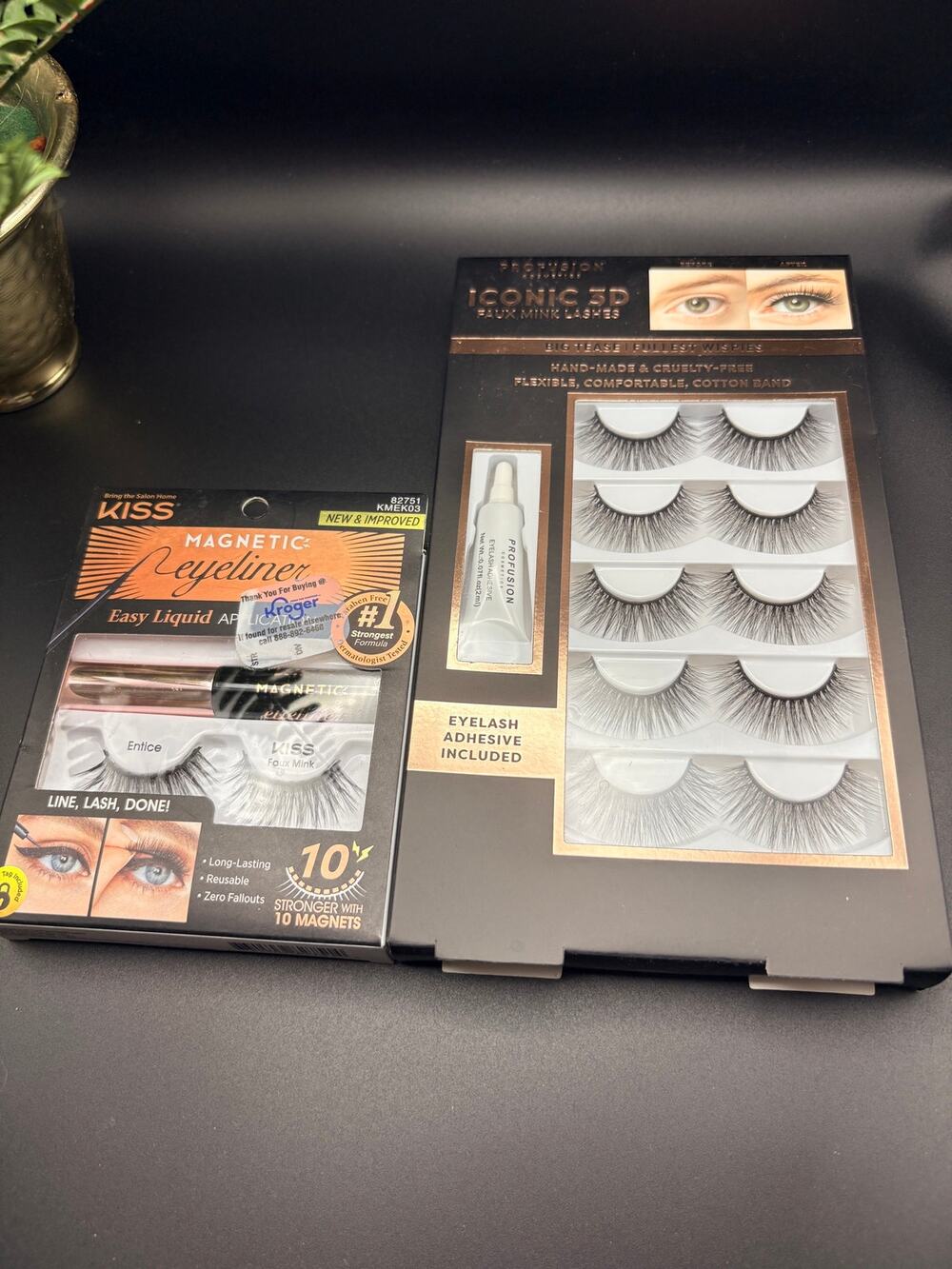False Eyelashes Set KISS Magnetic & Profusion Iconic 3D Faux Mink 6 Pairs